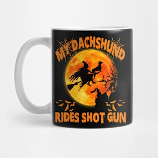 funny dachshund halloween riding a shot gun Mug